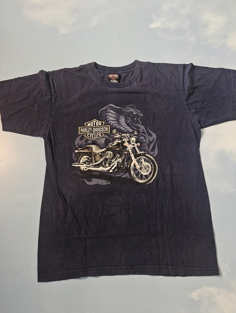 Harley-Davidson Black Navy Graphic Tee with Motorcycle Emblem